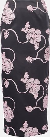 Rotate Gonna midi in raso con stampa