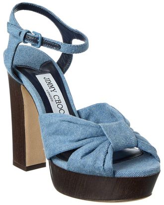 Jimmy Choo London Heloise 120 Denim Platform Sandal