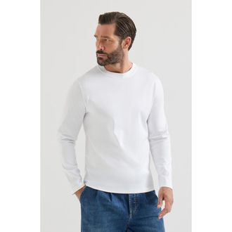 Brunello Cucinelli Cotton jersey long sleeve crew neck T-shirt in White at Nordstrom, Size Xxx-Large