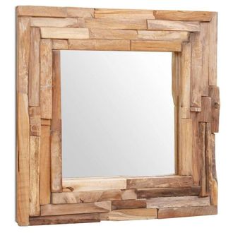 Berkfield Home Practical Decorative Mirror Teak 60x60 cm Square in Brown