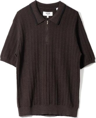 Wax London V-neck Knitwear, male, Brown, XL, Bury Zip Polo