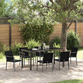 vidaXL Conjunto De Comedor De Jard&iacute;n 7 Pcs Negro Polirat&aacute;n Vidaxl