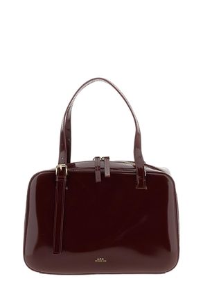 A.P.C. Structured Patent Leather Virginie Box Bag with Versatile Carrying Options