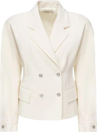 Alessandra Rich Witte Gebreide Beha met Borduurwerk - Dames - Blazers - Wit - XS - Wol - Jassen