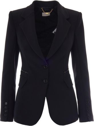Elisabetta Franchi Black Solid Notched Lapel Jacket