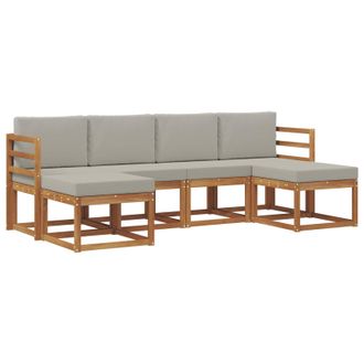 vidaXL Conjunto De Sof&aacute;s De Exterior 6 Pcs Gris Natural Y Claro Vidaxl