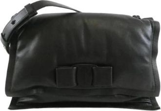 Ferragamo Pre-owned Viva Bow Calf Shoulder Bag - Dames - Vintage Schoudertas - Zwart - ONE Size - Leer - Vintage
