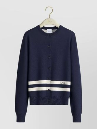 Dior knit cardigan striped pattern ribbed cuffs hem