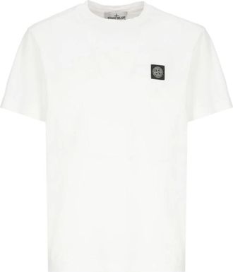 Stone Island T-shirt met applicatie - Heren - T-shirts - Wit - S - Katoen - Tops