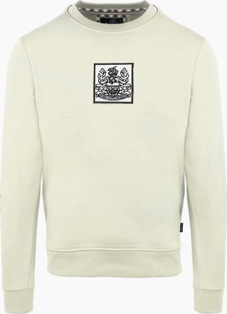 Aquascutum Mens Crew Neck Ribbed Collar Long Sleeve Sweatshirt - Cream/Yellow - Size: 2X large
