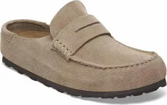 Birkenstock Womens Naples Wrapped Suede Leather Clog In Taupe