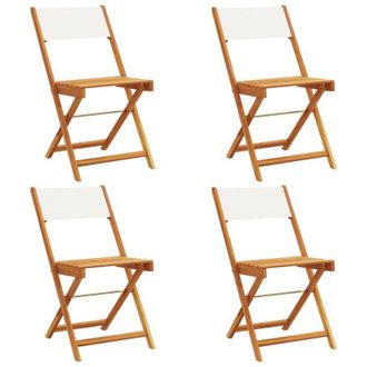 vidaXL Vidaxl - Sillas Jard&iacute;n Plegables 4 Uds Tela Madera Maciza Y Tela Crema