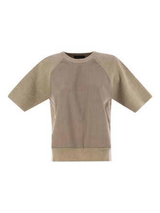 Fabiana Filippi lurex-detail short-sleeve jumper - Neutrals