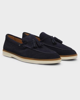 Boss Orange by Hugo Boss Mens Hedley Loafers Logo Detail in Dark Blue Leather - Size UK 12