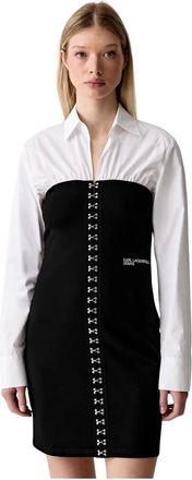 Karl Lagerfeld Kleedjes, Dames, Zwart, S, Katoen, Mini Jurk