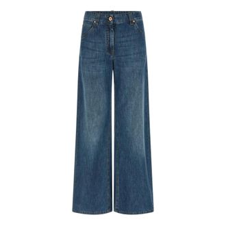 Brunello Cucinelli Brunello Cucinelli, Wide Jeans, female, Blue, Size: S Monile Jeans