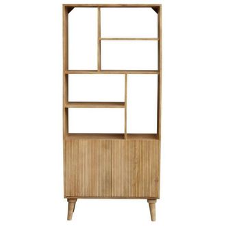 Miliboo Libreria in legno di mango a 2 ante incise RUBIA