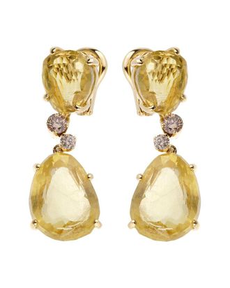 POMELLATO 18K 12.46 ct. tw. Diamond & Lemon Quartz Drop Earrings (Authentic Pre-Loved)