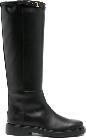 Tod's Dames Schoenen Enkellaarsjes Zwart Aw 25 - Dames - Hoge Laarzen - Zwart - 39 EU - Leer - Schoenen