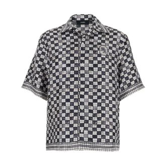 Amiri Short Sleeve Shirts, male, Black, Size: M MA Checkered Bowling Shirt