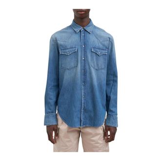 Dondup Overhemden, Heren, Blauw, M, Denim, Denim Western Shirt