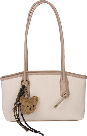 Generic PU Casual Bag Tote Bag Shoulder Bag for Women Office Travel (Beige)