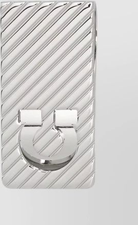 Ferragamo guilloche diagonal stripe money clip
