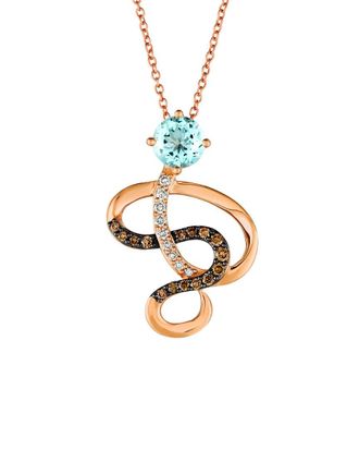 Le Vian Chocolatier 14K Strawberry Gold 0.84 Ct. Tw. Diamond & Aquamarine Pendant Necklace