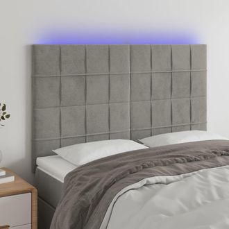 vidaXL Cabecero Con Luces Led Terciopelo Gris Claro 144x5x118/128 Cm Vidaxl