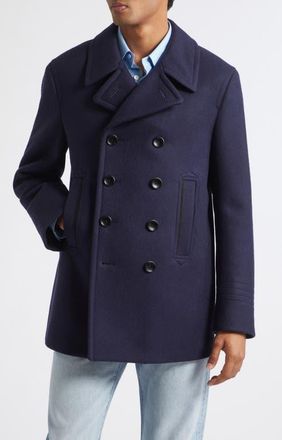 Tom Ford Soft Wool Felt Peacoat in Ucc Navy at Nordstrom, Size 54