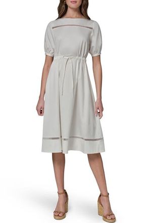 DKNY Short Sleeve A-Line Dress in Cream at Nordstrom, Size 16
