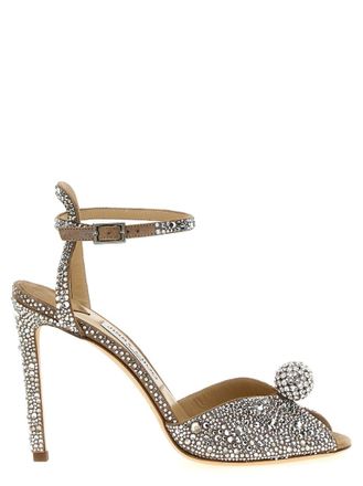 Jimmy Choo London Beige Crystal Sacora Heels