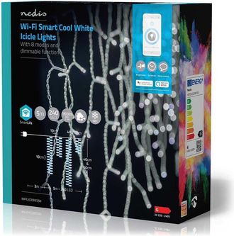 Nedis Smartlife Julbelysning Istapp Wifi Kall Vit 240 Led 500 Metros Androidios