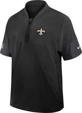Nike New Orleans Saints Sideline Coach Nike Mens NFL 1/2-Zip Short-Sleeve Jacket in Black | 03BO166N7W-2J5