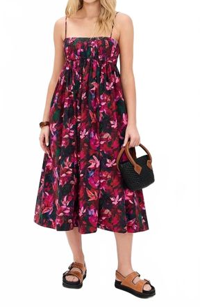 Ulla Johnson Lucille Floral Midi Dress In Hibiscus