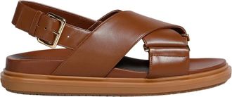 Marni Crisscross Fussbett Sandaal - Dames - Sandalen - Bruin - 36 EU - Leer - Schoenen