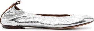 Lanvin Ballerina plat in metallic leer - Dames - Ballerinas - Grijs - 38 EU - Leer - Schoenen