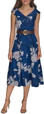 DKNY Floral Linen Blend Dress in Marbella M at Nordstrom Rack, Size 14