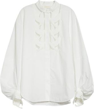 Zimmermann Kindred Spirit Luna Appliqu&eacute; Button-Up Shirt in Ivory at Nordstrom, Size 0P