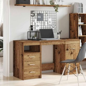 Berkfield Home Elegant Desk with Cabinet Old Wood Engineered Wood in Brown