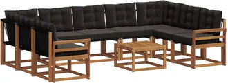 vidaXL Conjunto De Sof&aacute;s De Exterior 10 Uds. Natural Y Negro Vidaxl