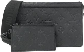 Louis Vuitton Black Leather Pouch Shoulder Bag (Pre-Owned)