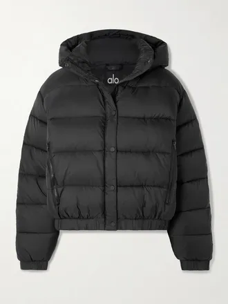 Alo Yoga Aspen Love Hooded Quilted Padded Ripstop Jacket - Black