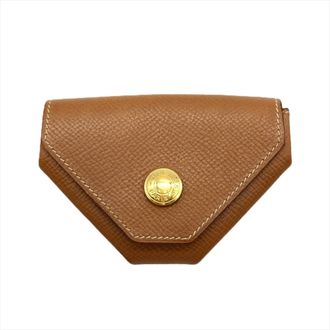 Herm&egrave;s Gold Courchevel Leather Coin Purse/Coin Case (Pre-Owned)