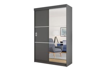 Mirjan24 Mobilier1 - Armario Dover 111, Grafito, 205x138x60cm, Puertas De Armario: Correderas, N&uacute;mero De Estantes: 0, Led