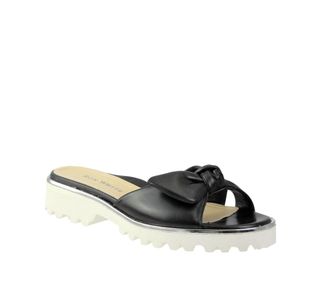 Ron White Womens Chrissie Knotted Bow Leather Sandals In Black
