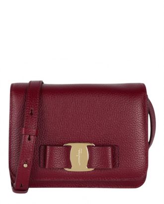 Ferragamo Womens Vara Bow Crossbody Bag In Burgundy