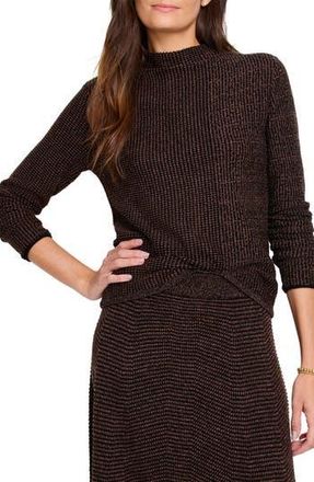 Nic+Zoe Pixel Funnel Neck Cotton Blend Sweater in Brown Multi at Nordstrom Rack, Size Xx-Large