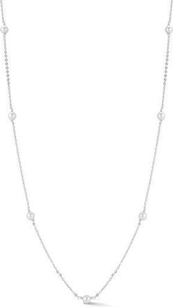 Glaze Jewelry 4mm Cultured Pearl Station Chain Necklace in Silver at Nordstrom Rack