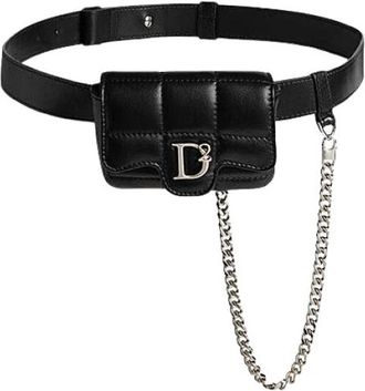 Dsquared2 Mini Gewatteerde Nappa Leren Heuptas - Dames - Heuptassen - Zwart - ONE Size - Katoen - Tassen